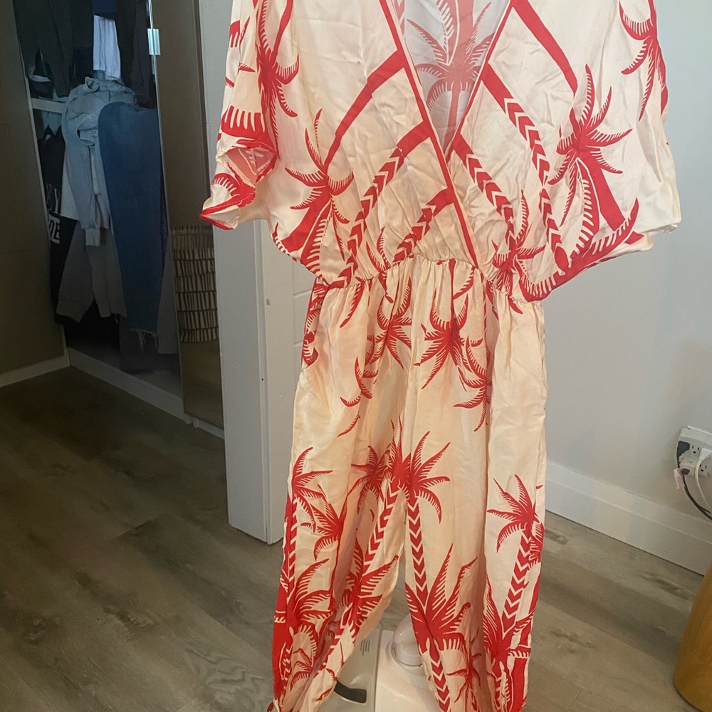 Jack London Red and White Tropical Print Dress
